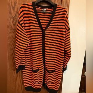 Hot Topic Orange and Black Striped Sweater